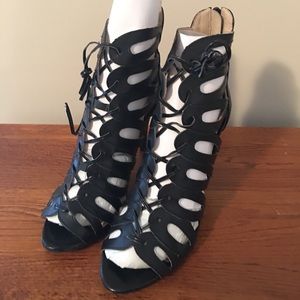 Nine West Determine Black Cage Heels NIB